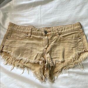 BDG Low Rise Dolphin Tan Distressed Oversized 100% Cotton Jean Shorts Size 27